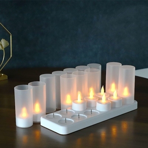 Paquet de 12 pièces télécommandées <span class=keywords><strong>Rechargeable</strong></span> scintillant sans flamme chauffe-plat <span class=keywords><strong>Led</strong></span> bougies <span class=keywords><strong>bougie</strong></span> électrique mariage église déco - Product Image 5