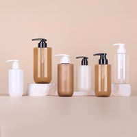 Bouteille de shampoing PET 300 ml, gel douche, après-shampoing, bouteilles ambrées givrées avec pompe à lotion pour cosmétiques, soins personnels