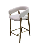 Tabouret de bar à dossier incurvé en crème française, rembourré en flanelle, pour îlot de cuisine domestique