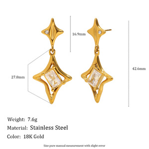 Modeschmuck Ohrringe Vergoldete Edelstahl Sterne Anhänger Ohrringe für Frauen <span class=keywords><strong>E463</strong></span> - Product Image 6