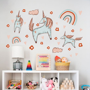 Personnalisable <span class=keywords><strong>Licorne</strong></span> Rêve Thème Adhésif Amovible Impression Décalque PVC Étanche Maquette Décoration de La Maison Autocollant <span class=keywords><strong>Mural</strong></span> pour Chambre d'Enfants - Product Image 3