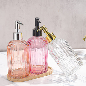 Bouteilles distributrices en verre vides de 420 ml pour lavage des mains, style vintage, bouteilles de shampoing en verre, distributeur de savon en gros avec <span class=keywords><strong>pompe</strong></span> - Product Image 3