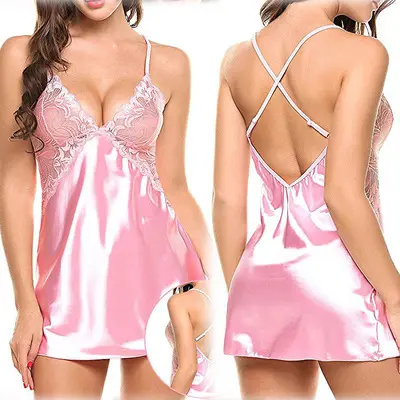 Lingerie erotis seksi penutup depan gaun tidur Babydoll Set Thong pakaian tidur menarik gaun malam jubah lingerie seksi untuk wanita