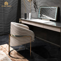 Coiffeuse en or Champagne italien, miroir de table de maquillage personnalisé haut de gamme avec led