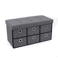 Banc de rangement pliable en faux lin, meubles de maison modernes personnalisés, avec six tiroirs
