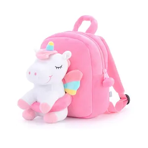 Mochilas de animales de peluche CE OEM mochila de unicornio de peluche de dibujos animados para niños mochilas escolares