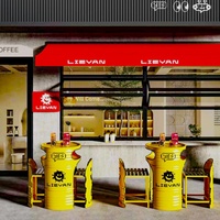 Ensemble de mobilier commercial industriel personnalisé en fer pour restaurants, salons de thé, cafés, salles de sport, salles de billard, tables et chaises en forme de fût d'huile