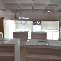 Vitrine de présentation de téléphones en MDF durable, éclairée par LED, écologique et personnalisable, en métal, vente en gros pour l'aménagement intérieur des magasins et des boutiques de téléphonie mobile
