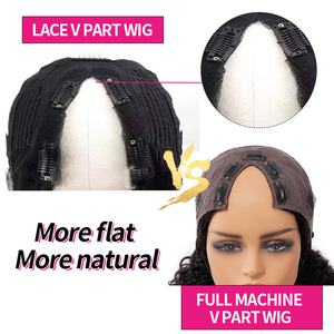 Peluca de Cabello Humano con Ondas Corporales <span class=keywords><strong>en</strong></span> Forma de <span class=keywords><strong>V</strong></span>, Hecha a Máquina, sin Pegamento, para Mujeres Negras, Fácil de Usar - Product Image 5