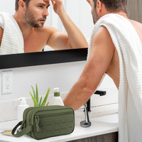 Petite trousse de toilette tactique zippée pour sac, pochettes Molle en polyester imperméable pour hommes, idéale pour le voyage, la douche et le rasage