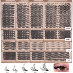 200 Piezas de Pestañas en Racimo Personalizables de 10 Líneas, 10p-150p, Curvatura D, Longitud Mixta para Looks Naturales a Dramáticos, Pestañas en Abanico - Product Image 1