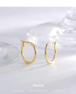 Minimalist Design <b>Large</b> Gold Plated Copper <b>Hoop</b> Earrings Geometric Bohemian Trendy Alloy Wedding Engagement Gifts Women's - Product Image 2