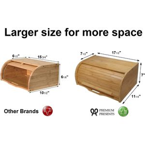 Bamboo Bread Box Single Layer Wooden <b>Storage</b> <b>Kitchen</b> Bread Keeper Natural Wood Color - Product Image 5