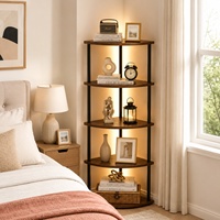 Étagère d'angle sur pied de style nordique à 5 niveaux pour salon avec lumière Bluetooth, fournie directement aux fabricants pour l'exportation transfrontalière