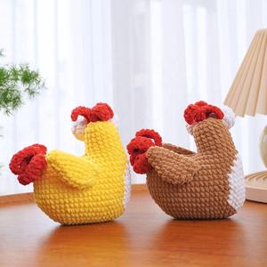 Kaiyue 100% algodón hecho a mano ganchillo pollito ojo abultado pollo relleno Animal peluche adorable gallina juguetes para niños regalo perfecto - Product Image 6