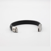 Bracelet d'alerte médicale pour autisme, barre d'identification personnalisée gravée en cuir et acier inoxydable avec fermoir magnétique, bijou de sécurité d'urgence