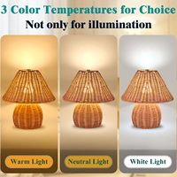 Vente en gros de lampe de table LED vintage bohème en bambou et rotin, abat-jour flexible en forme de dôme pour la décoration intérieure, le mariage et l'éclairage rustique