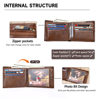Nouveaux portefeuilles en cuir véritable vintage pour hommes, portefeuilles courts de haute qualité pour hommes d'affaires, porte-monnaie, porte-cartes de crédit, portefeuilles pour hommes