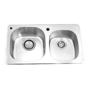 Tiện ích giá tốt nhất thép không gỉ bát đôi topmount rửa bồn rửa hình chữ nhật thép không gỉ bồn rửa nhà bếp với bát đôi - Product Image 1