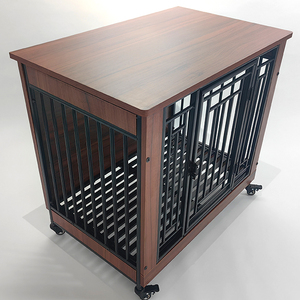 Kandang anjing kustom furnitur kandang anjing kayu dengan pintu tugas berat tabung baja kandang anjing dalam ruangan untuk anjing kecil/Sedang/besar - Product Image 3