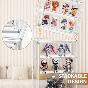 DAYOOH Minimalist 2-Tier Countertop Collectibles Organizer Showcase Kotak Display Akrilik Transparan untuk Figur Aksi dengan Pintu Magnetik - Product Image 3