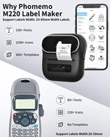 Phomemo M220 étiqueteuse code-barres imprimante d'étiquettes sans fil 80mmimprimante thermique adresse de vêtements postale Compatible téléphone portable