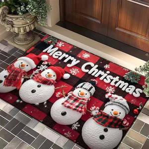 Alfombra rectangular de tierra de diatomeas con diseño de muñeco de nieve de Feliz Navidad para la entrada del hogar, decoración festiva navideña. - Product Image 1