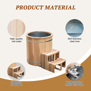Nouvelle Baignoire de Récupération Sportive 2026 en Cèdre Rouge pour 1 Personne, Bain de Glace Extérieur avec Refroidisseur et <span class=keywords><strong>Filtre</strong></span> - Product Image 4