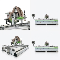 Nouvelle machine de perçage et d'emboutissage automatique CNC à quatre têtes pour trous de serrure et charnières de portes en bois