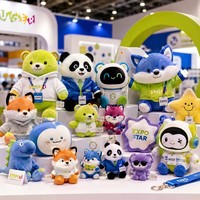 Lot de mascottes rétro en peluche pour événements, animaux d'exposition : Panda, Renard, Ours, Robot, jouets en peluche pour exposition