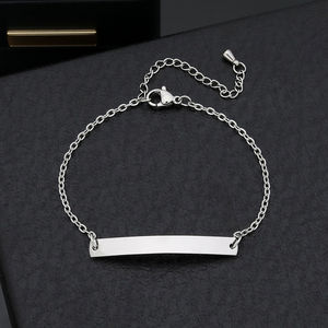 Plain Titanium Steel Laser-Engraved Simple Smooth Flat <b>Bracelet</b> for Women and Children - Product Image 2