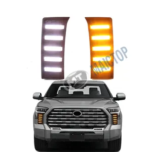 MAICTOP Car Accessories LED DRL Front Daytime Running Lights For Tundra 2022 2023 Fog Lamp Turn Signal
