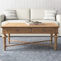 Amerikanischer Landhausstil Retro Massivholz Geschnitzter Couchtisch Französischer Antiker Wohnzimmer-Couchtisch für Kleine Apartments