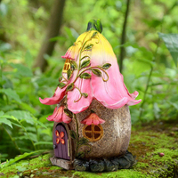 Lampe solaire Miniature, jardin féerique enchantée, trompette, lys, chalet, maison avec porte mobile, Figurine
