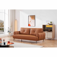 Sofa de chambre d'hôtel de taille normale de haute qualité Prix d'usine à vendre Demi-housse en cuir souple avec pieds en métal en mousse à haute densité