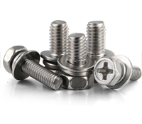 Vis SEMS à tête cylindrique à empreinte cruciforme GB9074.3 M3-M5 en acier inoxydable 304, filetage grossier, zinguée, avec rondelle combinée, métrique
