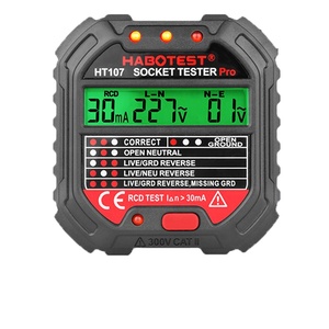 Testeur de prise Habotest HT107 Pro, test de tension, RCD 30mA, prise UK/EU, vérification de polarité et de phase, écran LCD, CE/RoHS 90-250V F640 - Product Image 1
