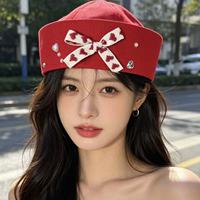 Sombreros de Marinero al por Mayor, Sombreros y Gorras con Corazón Rojo y Perlas, con Logotipo Personalizado, para Cosplay, Fiestas Temáticas