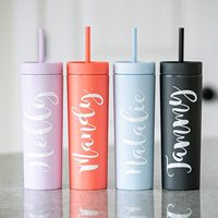 Vente en gros chaude 16oz tasses colorées tasses réutilisables en acrylique avec couvercles et pailles gobelets en plastique mat à double paroi en vrac