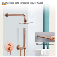 Mitigeur de douche mural moderne en laiton or rose à poignée unique, avec jet doux effet pluie, pour appartement et hôtel