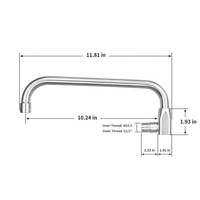 Robinet de cuisine mural moderne en acier inoxydable 304, monocommande, eau froide, avec aérateur, finition brossée, cartouche céramique, usage commercial