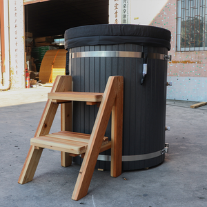 Precio bajo de fábrica Revestimiento de acero inoxidable Individuales Bañera de inmersión fría <span class=keywords><strong>con</strong></span> Carcasa de madera de plástico negro - Product Image 4