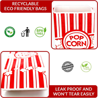 Sacs à popcorn en papier kraft rayés rouge et blanc, biodégradables, écologiques, jetables et résistants à la graisse, pour soirées cinéma