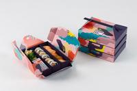 Boîte à nourriture au design ludique unique, boîte à sushi pliable en papier avec poignée, emballage en papier