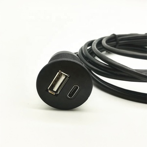 6FT USB2.0 + di Tipo <span class=keywords><strong>c</strong></span> a USB 2.0 + USB <span class=keywords><strong>C</strong></span> di Estensione <span class=keywords><strong>AUX</strong></span> Dash Pannello Auto Impermeabile Montaggio A Filo del Cavo - Product Image 2