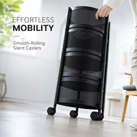 Chariot de rangement à 5 niveaux pour fruits et légumes, paniers en fil métallique robustes sur roulettes
