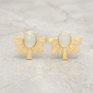 Pendientes de latón hechos a mano con ónix en forma de flor, estilo bohemio, unisex, para regalo - Product Image 3