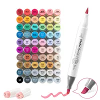 Ohuhu Honolulu S 60 couleurs de ton d'illustration double pointes souples marqueurs d'art à l'alcool, pinceau et ciseau doux