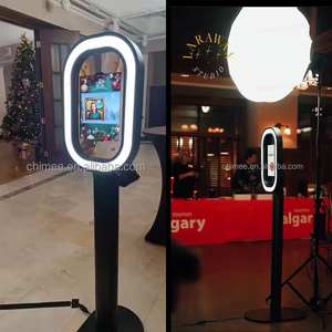Machine <span class=keywords><strong>photobooth</strong></span> iPad Salsa ovale noir et blanc, kiosque <span class=keywords><strong>photobooth</strong></span> avec lumières LED RGB, cabine selfie avec valise de transport pour fête et <span class=keywords><strong>mariage</strong></span> - Product Image 2