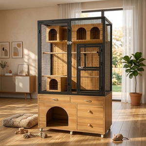 Cage à oiseaux en bois et verre de grande taille, directement de l'usine, pour l'élevage de perroquets, la volière pour pigeons, la boîte à nids, l'utilisation en animalerie, hôtel pour animaux, villa. - Product Image 5